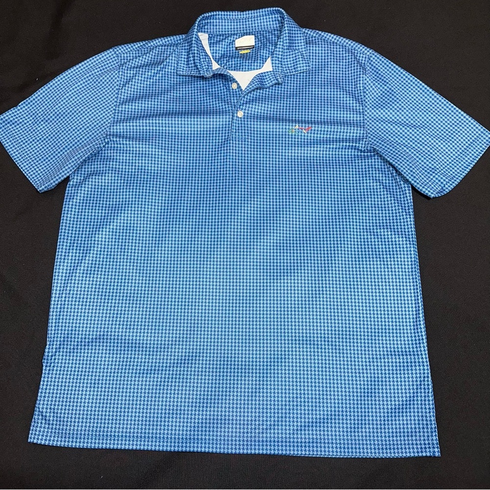 Greg Norman golf polo Blue Checkered Men's Play Dry shirt size‎ XL